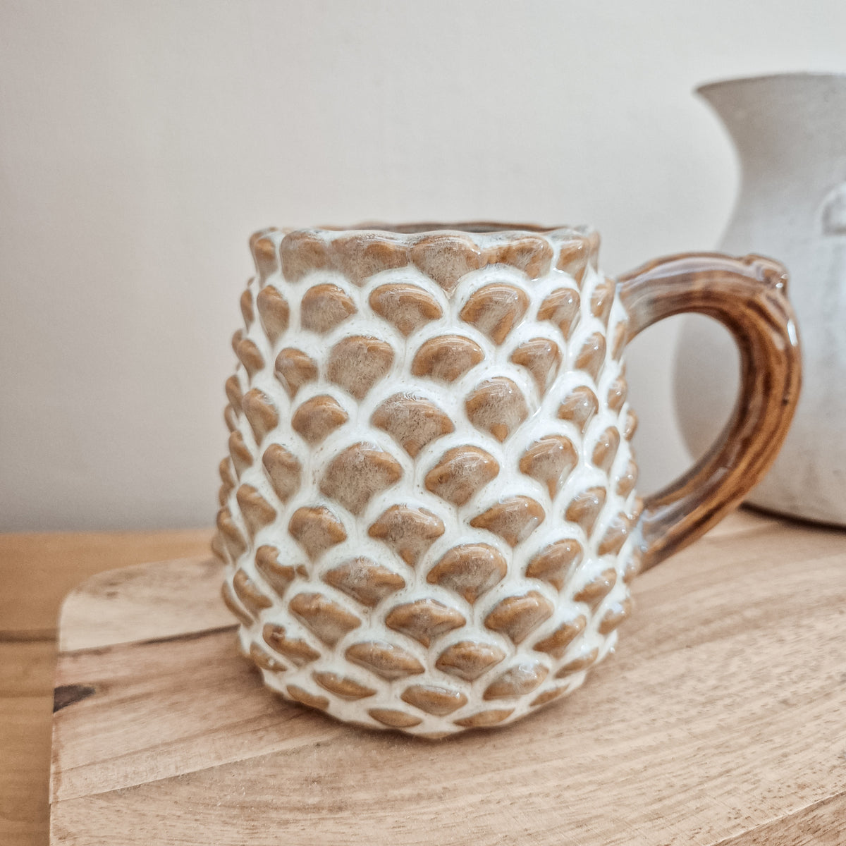 Brown Ceramic Pinecone Mug