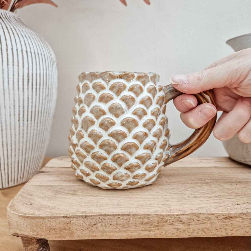Brown Ceramic Pinecone Mug