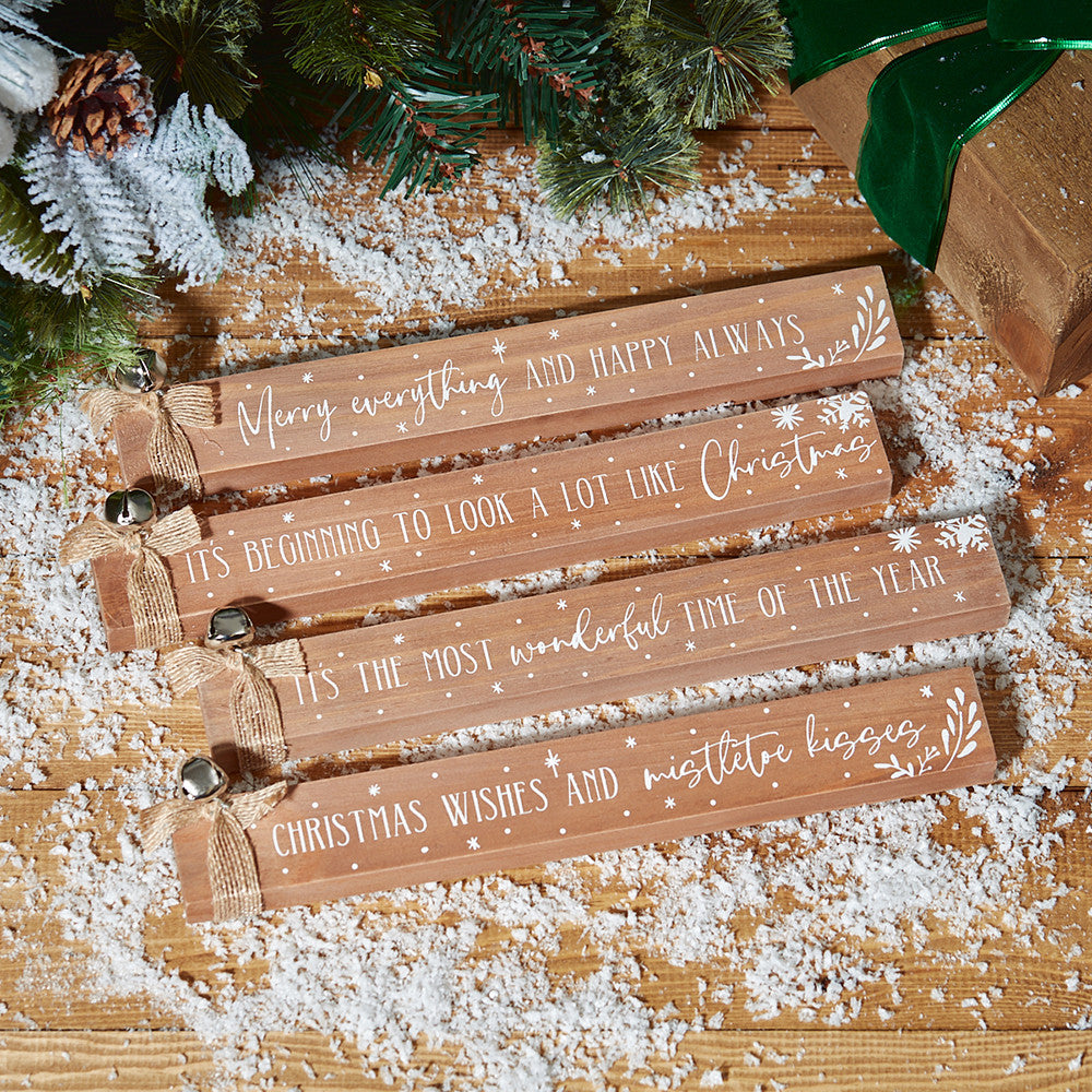 Wooden christmas quote bell block plaque