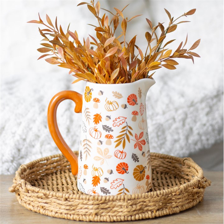 Autumn Pumpkins & Leaves Ceramic Jug