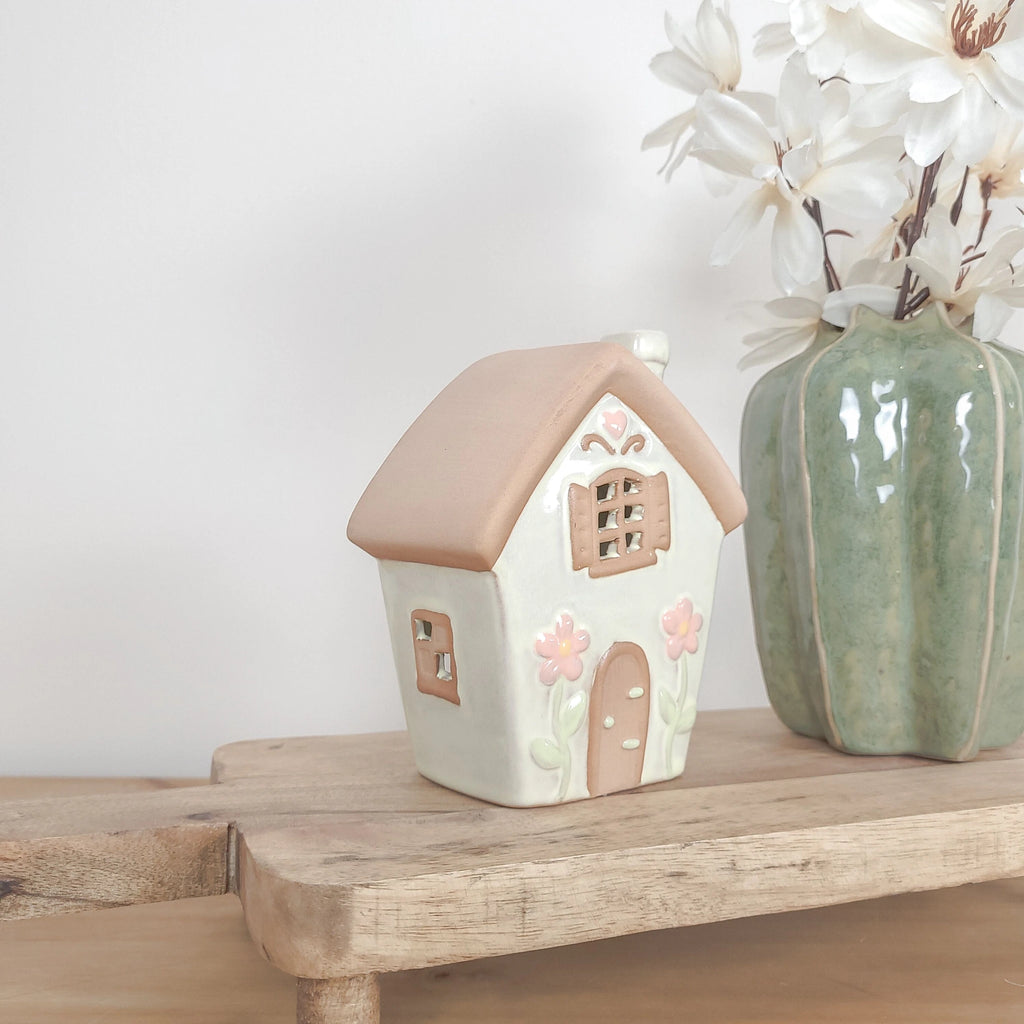 Spring Flower Ceramic House Tealight Holders