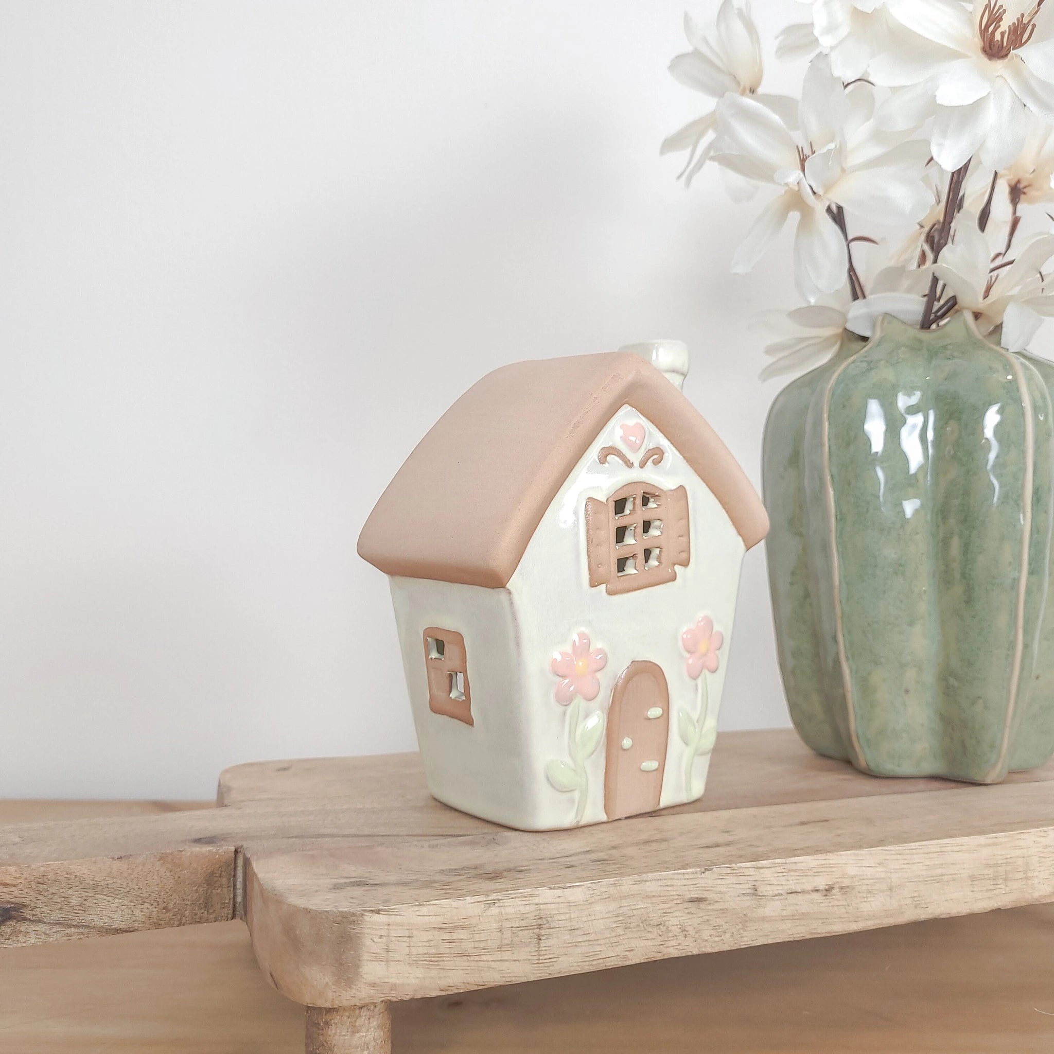 Spring Flower Ceramic House Tealight Holders