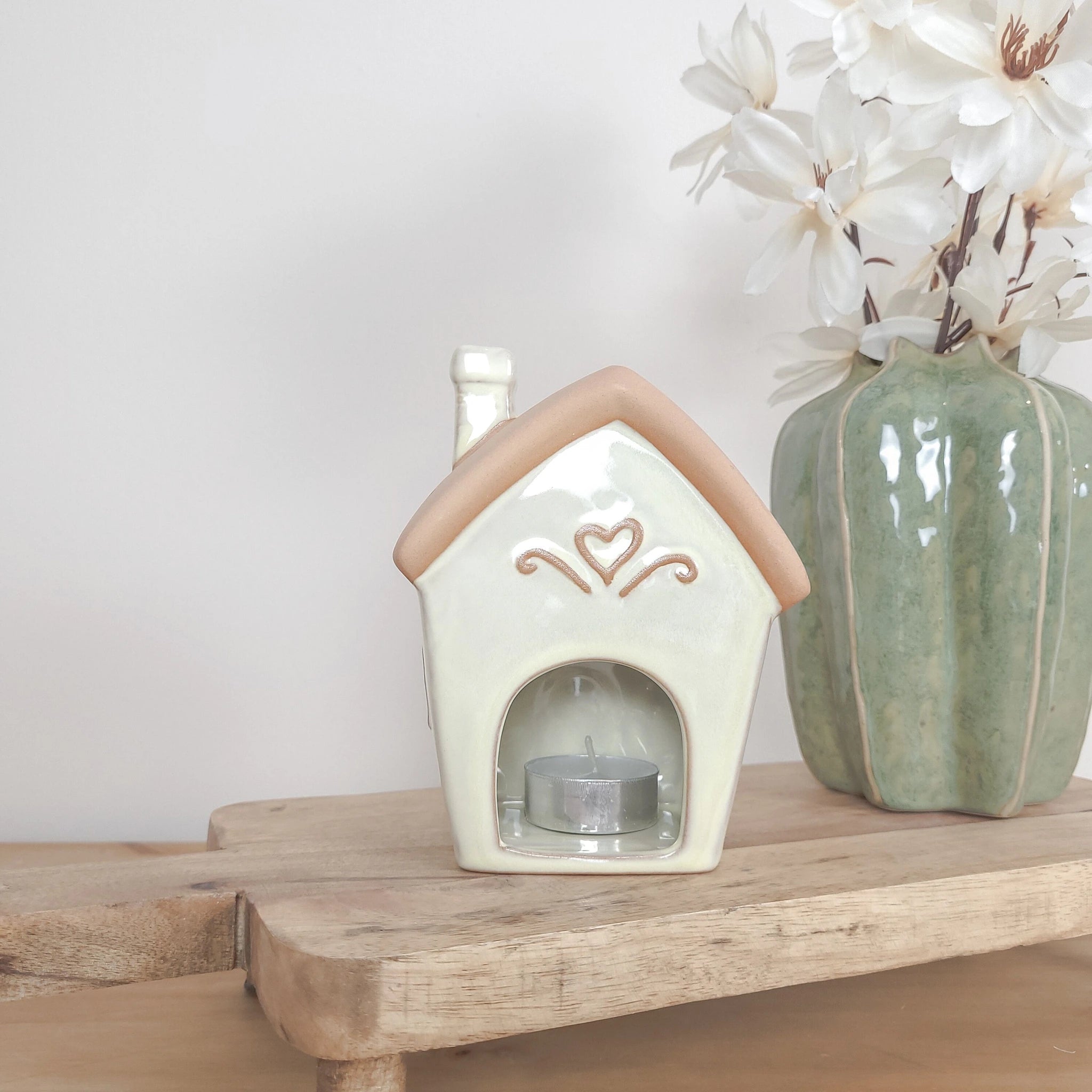 Spring Flower Ceramic House Tealight Holders