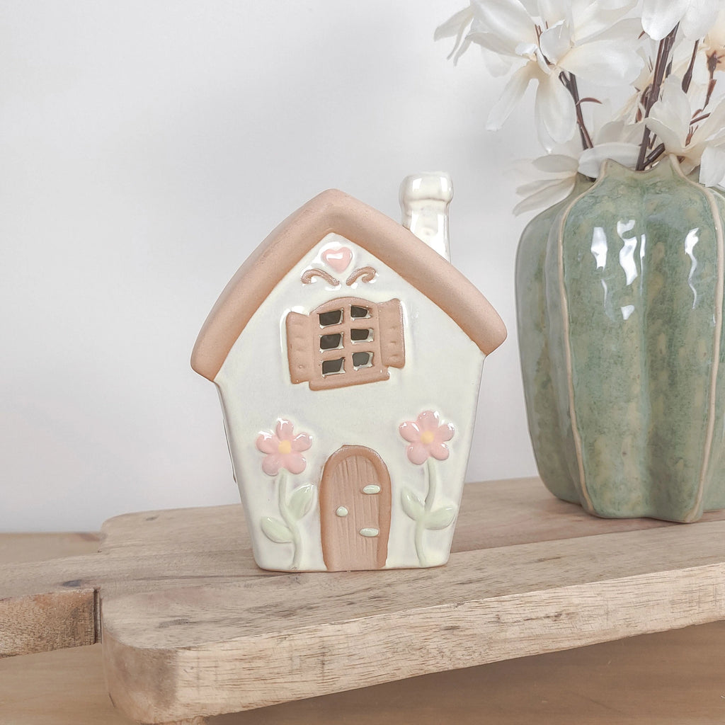 Spring Flower Ceramic House Tealight Holders