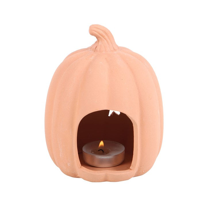 Terracotta Pumpkin Tealight Holder With Stars