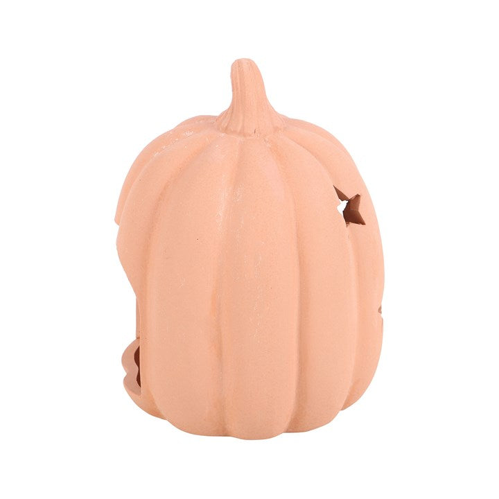 Terracotta Pumpkin Tealight Holder With Stars