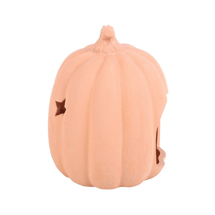 Terracotta Pumpkin Tealight Holder With Stars