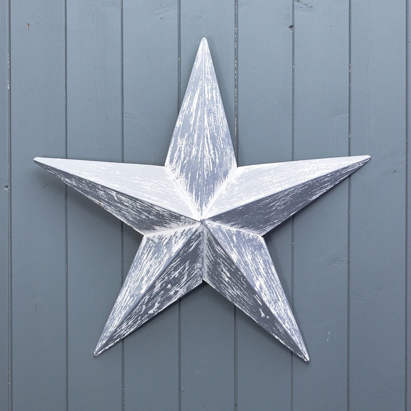 Large Greywash Metal Barn Star